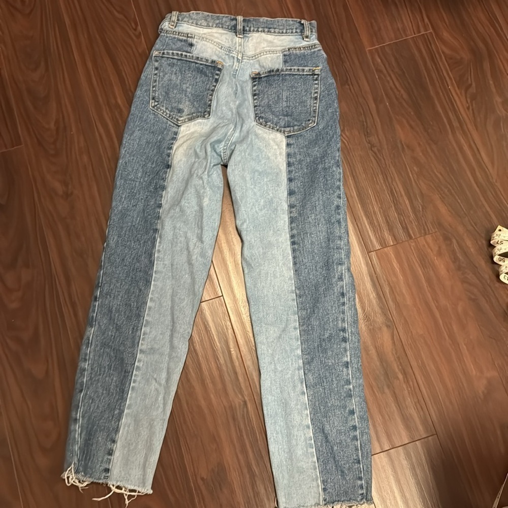 PacSun high-rise straight leg jeans - two tone denim - Picture 3 of 4